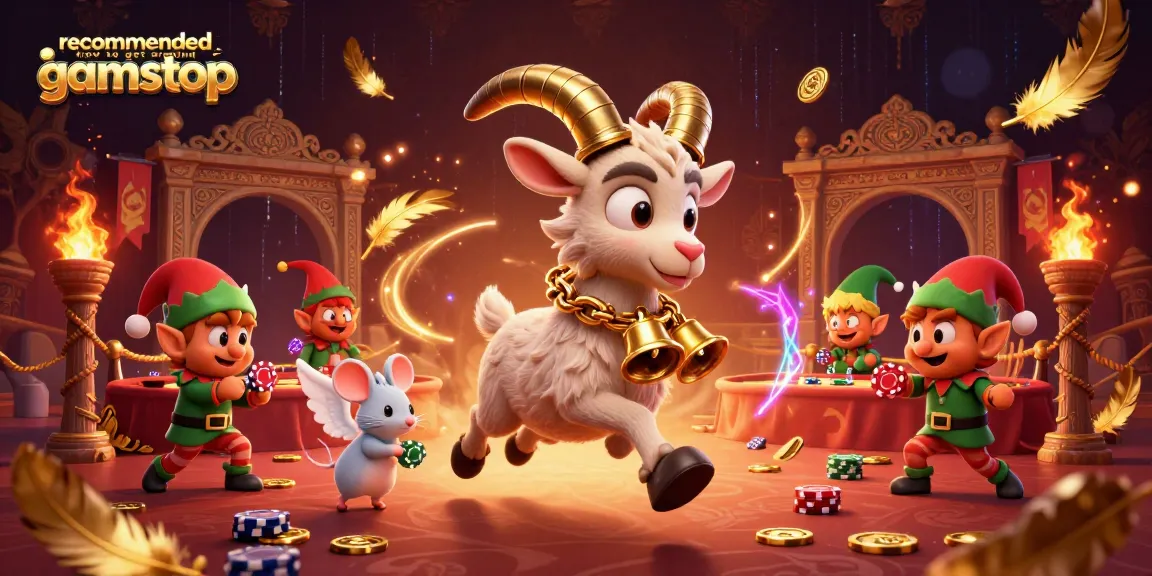 Engaging casino scene illustrating recommended how to get around GamStop, with playful characters in a festive setting.
