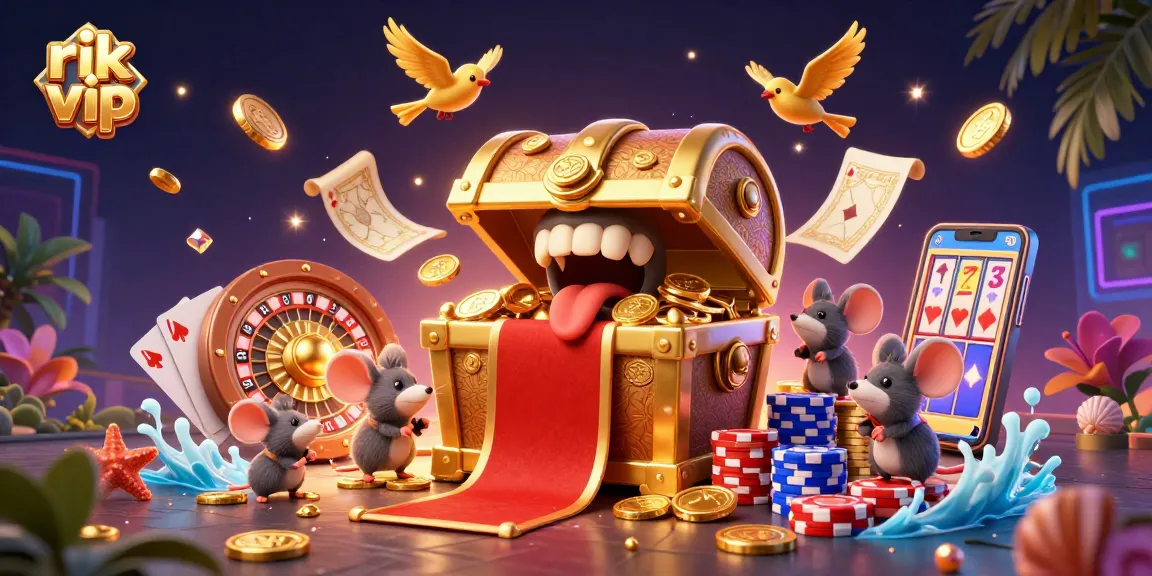 Engage with the vibrant world of rik vip featuring dynamic casino elements and treasure-luring mice.