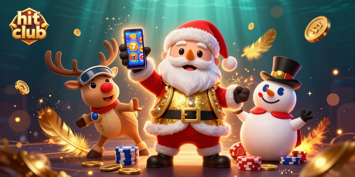 Experience the excitement of jackpot slots at hit club with Santa and friends.