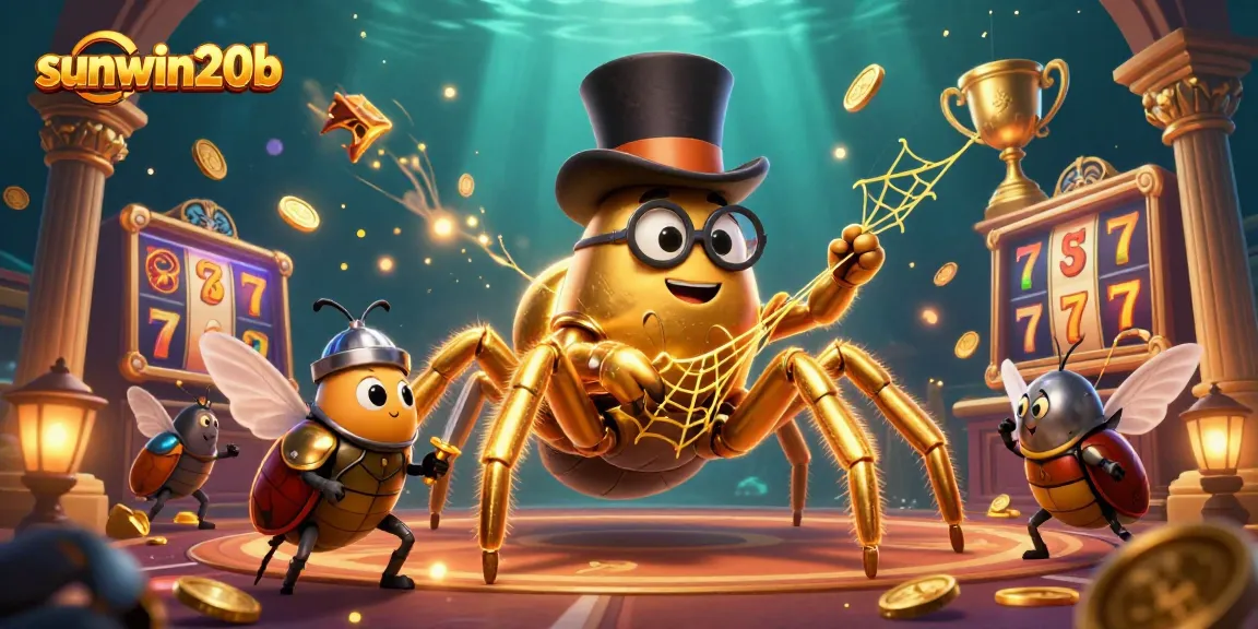 Experience the thrill of sunwin20b with a lush casino scene featuring iconic slot elements and dynamic characters.