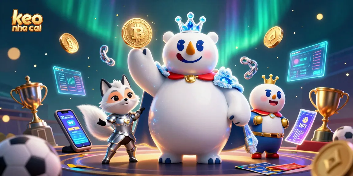 Bet on keo nha cai while enjoying a vibrant illustration of a king polar bear and fox among sports elements.